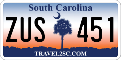 SC license plate ZUS451