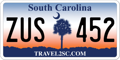 SC license plate ZUS452