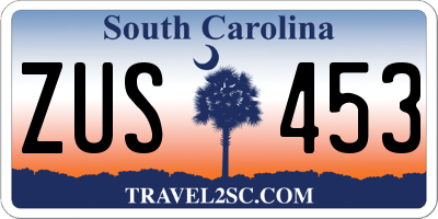 SC license plate ZUS453