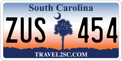 SC license plate ZUS454