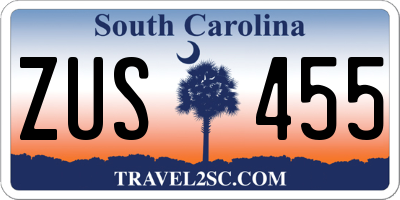 SC license plate ZUS455