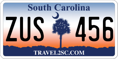 SC license plate ZUS456