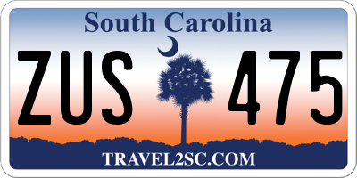 SC license plate ZUS475