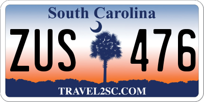 SC license plate ZUS476