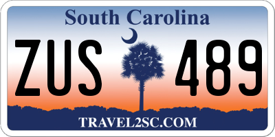 SC license plate ZUS489