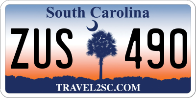 SC license plate ZUS490