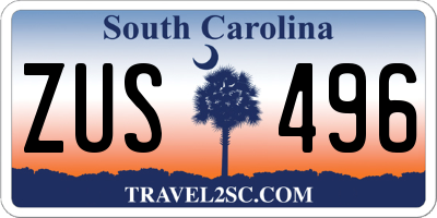 SC license plate ZUS496
