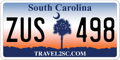 SC license plate ZUS498