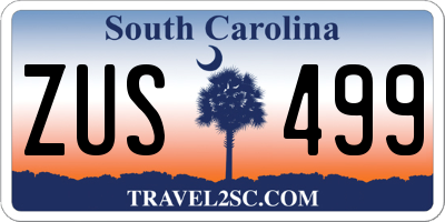 SC license plate ZUS499
