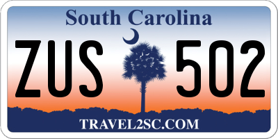 SC license plate ZUS502