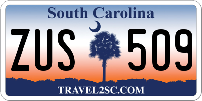 SC license plate ZUS509