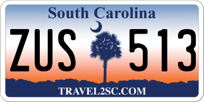 SC license plate ZUS513