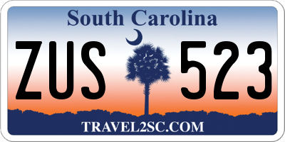 SC license plate ZUS523