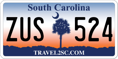 SC license plate ZUS524