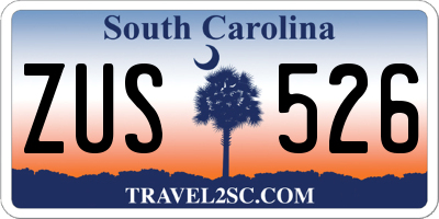 SC license plate ZUS526