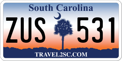 SC license plate ZUS531