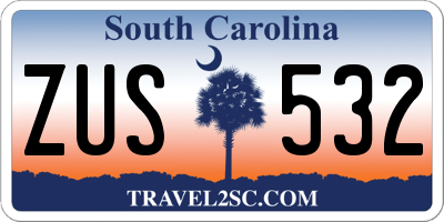 SC license plate ZUS532