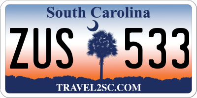 SC license plate ZUS533