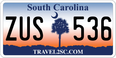 SC license plate ZUS536