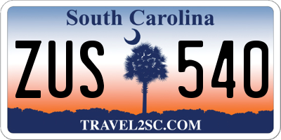 SC license plate ZUS540