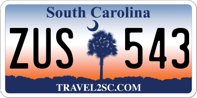 SC license plate ZUS543