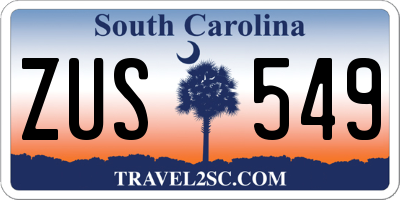 SC license plate ZUS549