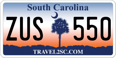 SC license plate ZUS550