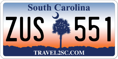 SC license plate ZUS551