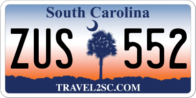 SC license plate ZUS552