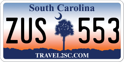 SC license plate ZUS553