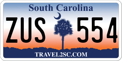 SC license plate ZUS554