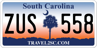 SC license plate ZUS558