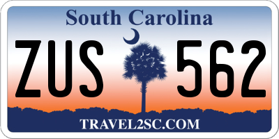 SC license plate ZUS562