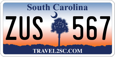 SC license plate ZUS567