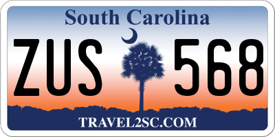 SC license plate ZUS568