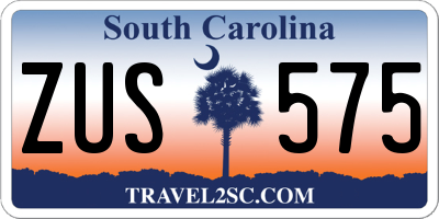 SC license plate ZUS575