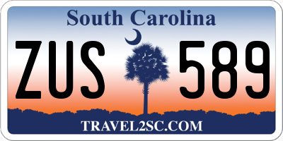 SC license plate ZUS589