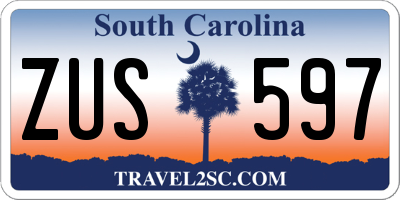 SC license plate ZUS597