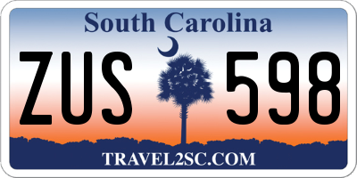 SC license plate ZUS598