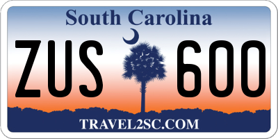 SC license plate ZUS600