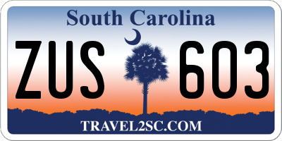 SC license plate ZUS603
