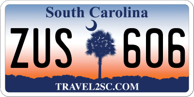 SC license plate ZUS606