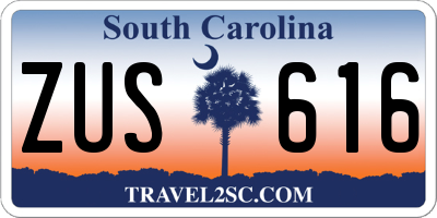 SC license plate ZUS616
