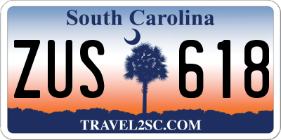 SC license plate ZUS618