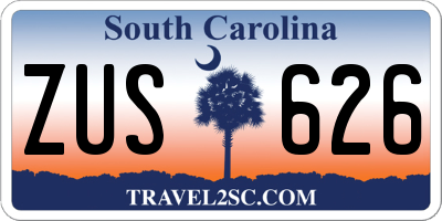 SC license plate ZUS626