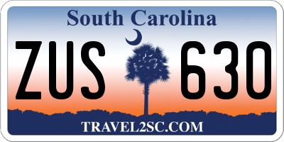 SC license plate ZUS630