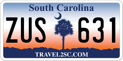 SC license plate ZUS631