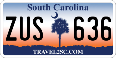 SC license plate ZUS636