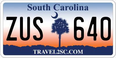 SC license plate ZUS640