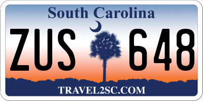 SC license plate ZUS648